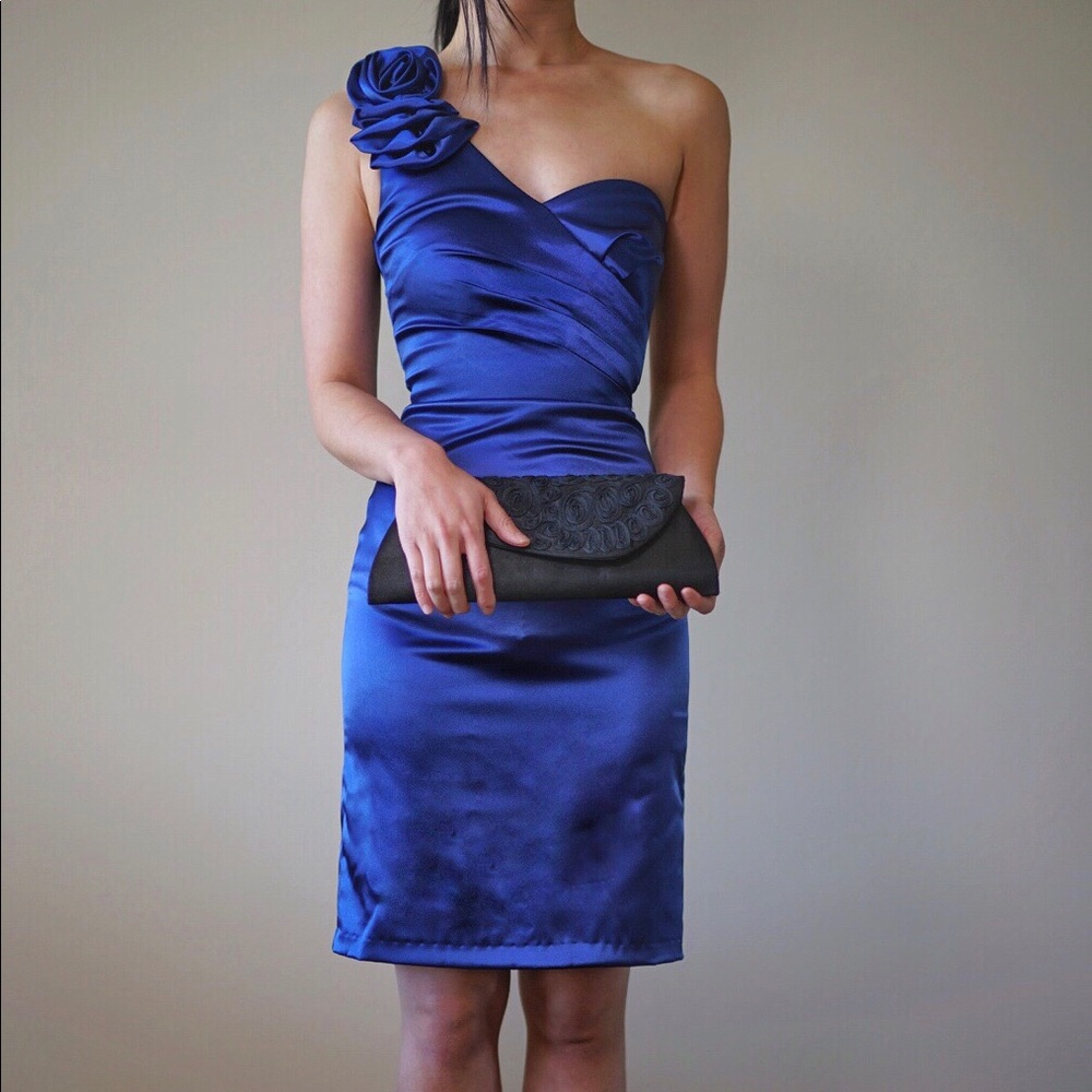 Sapphire satin cocktail dress NWT