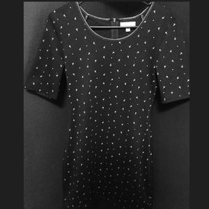 Black dress with white cross print