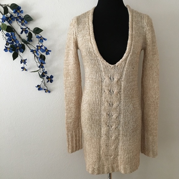 Express Sweaters - Express | Long Cream Knit Sweater