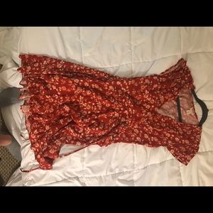 Burnt orange floral side tie dress