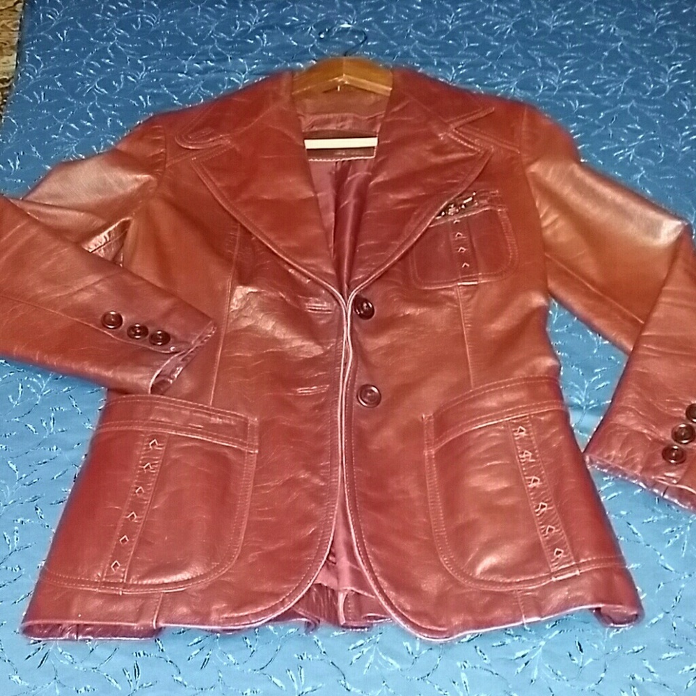 Vintage Etienne Aigner Oxblood Leather Blazer SZ 8
