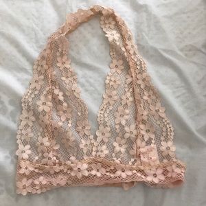 Halter neck floral lace bralette