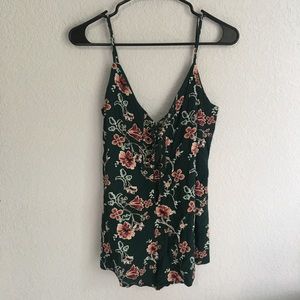Green Forever21 Floral Romper