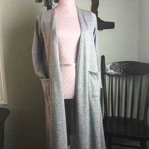 LuLaRoe grey CS long cardigan.