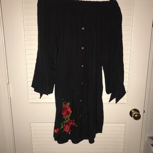 Boohoo off the shoulder embroidered dress