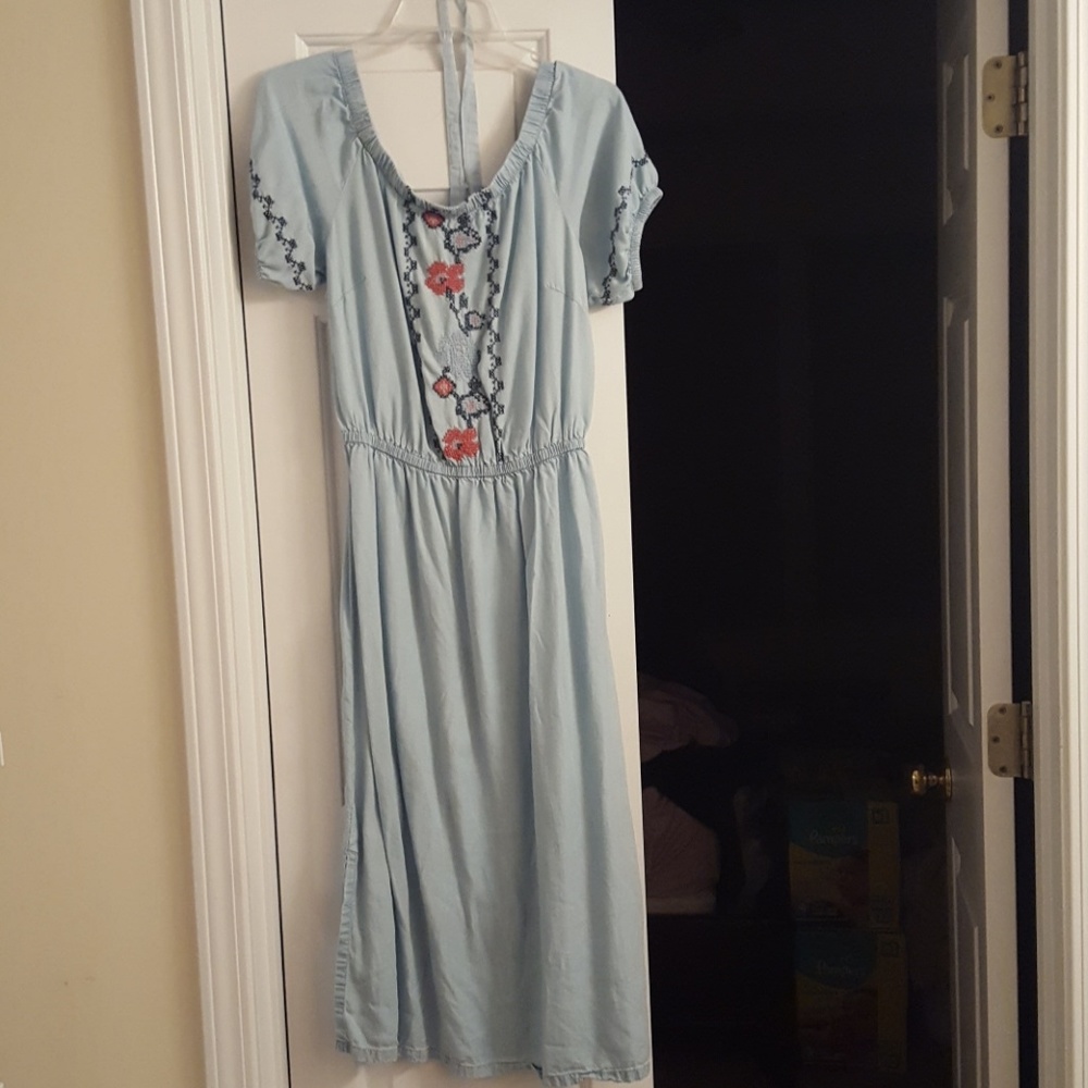 Blue off the shoulder dres