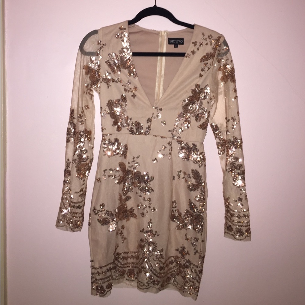 Gold sequined dress
