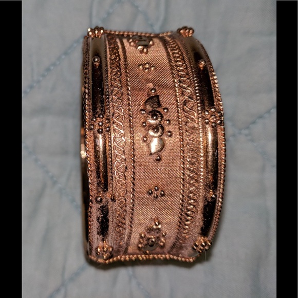 Gold-tone intricate handmade cuff bracelet - Picture 2 of 2