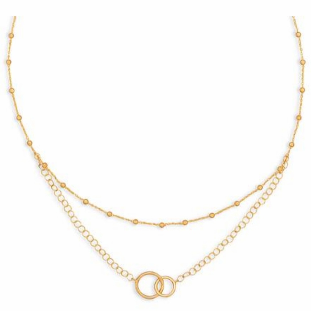 14KT GOLD PLATED MULTISTRAND BEADED NECKLACE