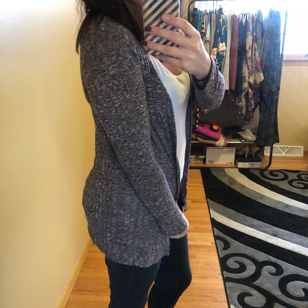 Grey Ribbed Cardigan - Picture 2 of 2