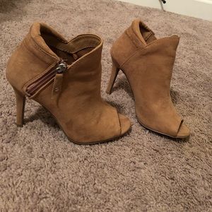 Swede open toe heels