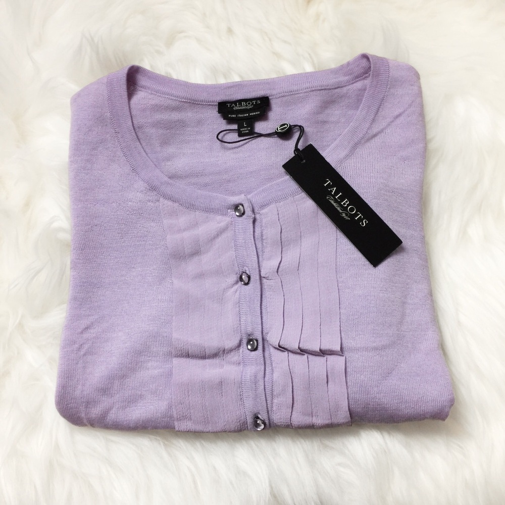 TALBOTS 100% Italian merino wool cardigan size L