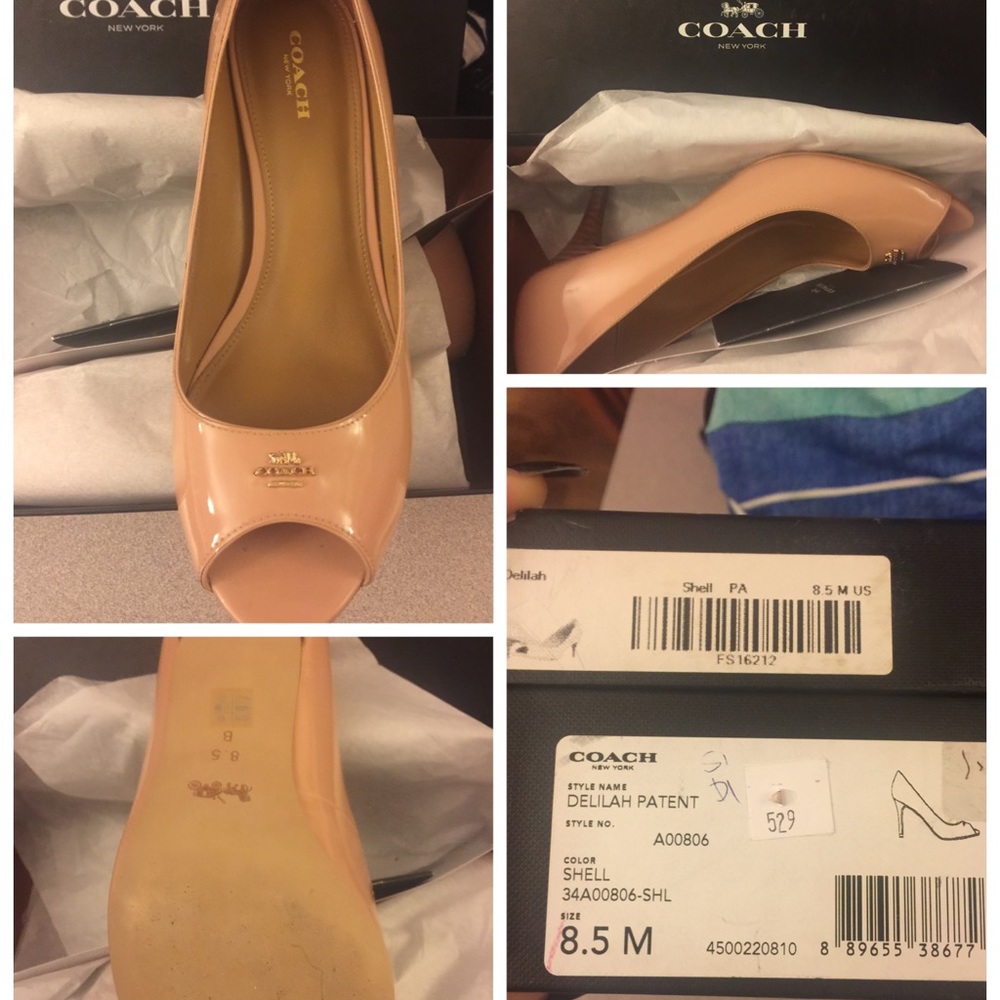 Coach Delilah nude size 8.5 peep toe shoe
