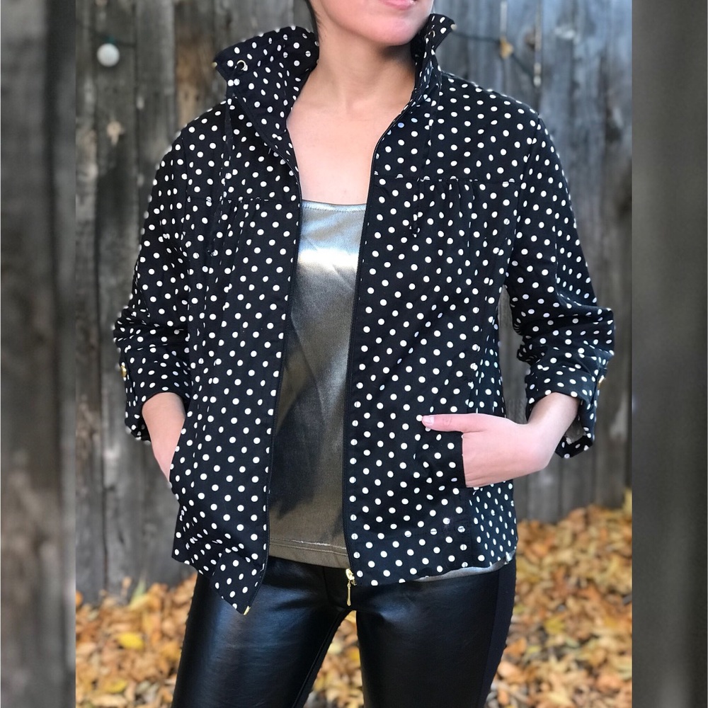 Trendy Polka Dot Zip Jacket