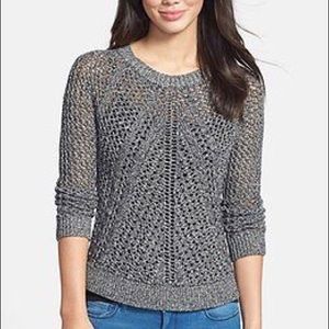 LUCKY BRAND metallic open knit tomorrow sweater M