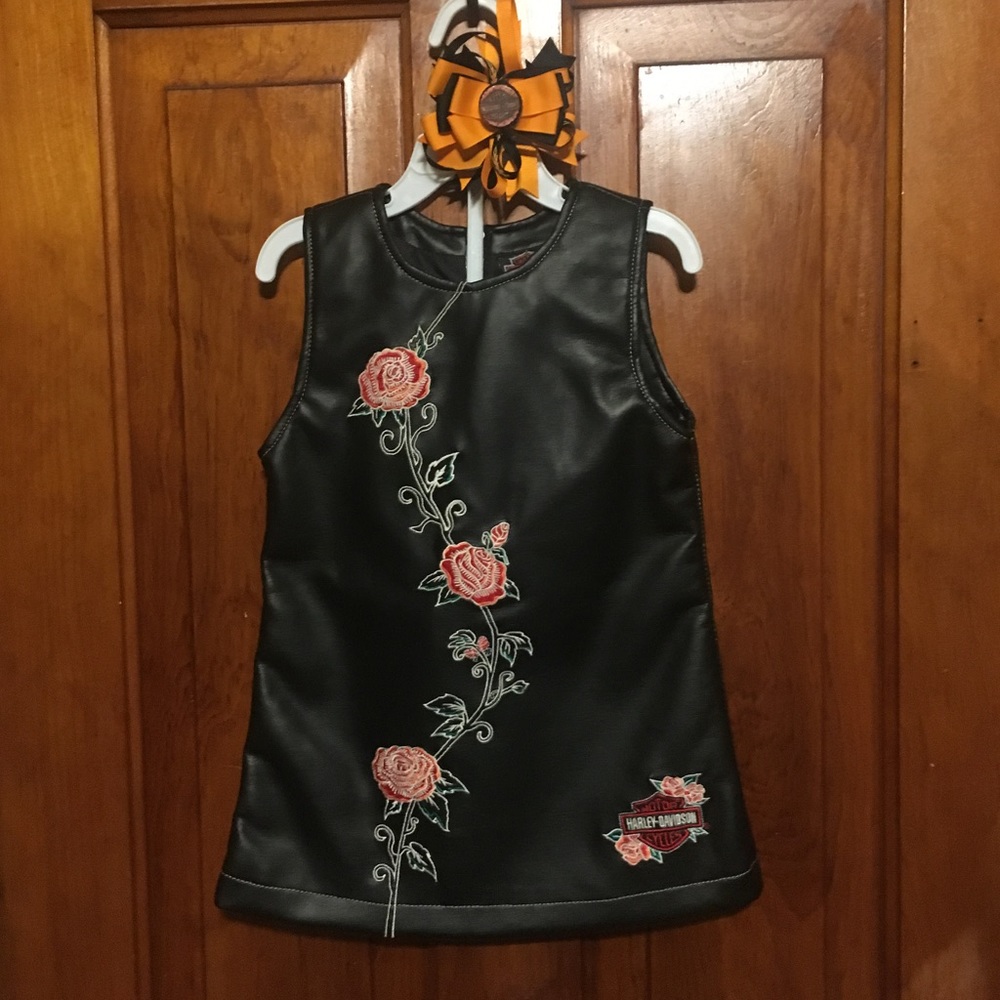 Harley Davidson leather mini dress w/hairbow
