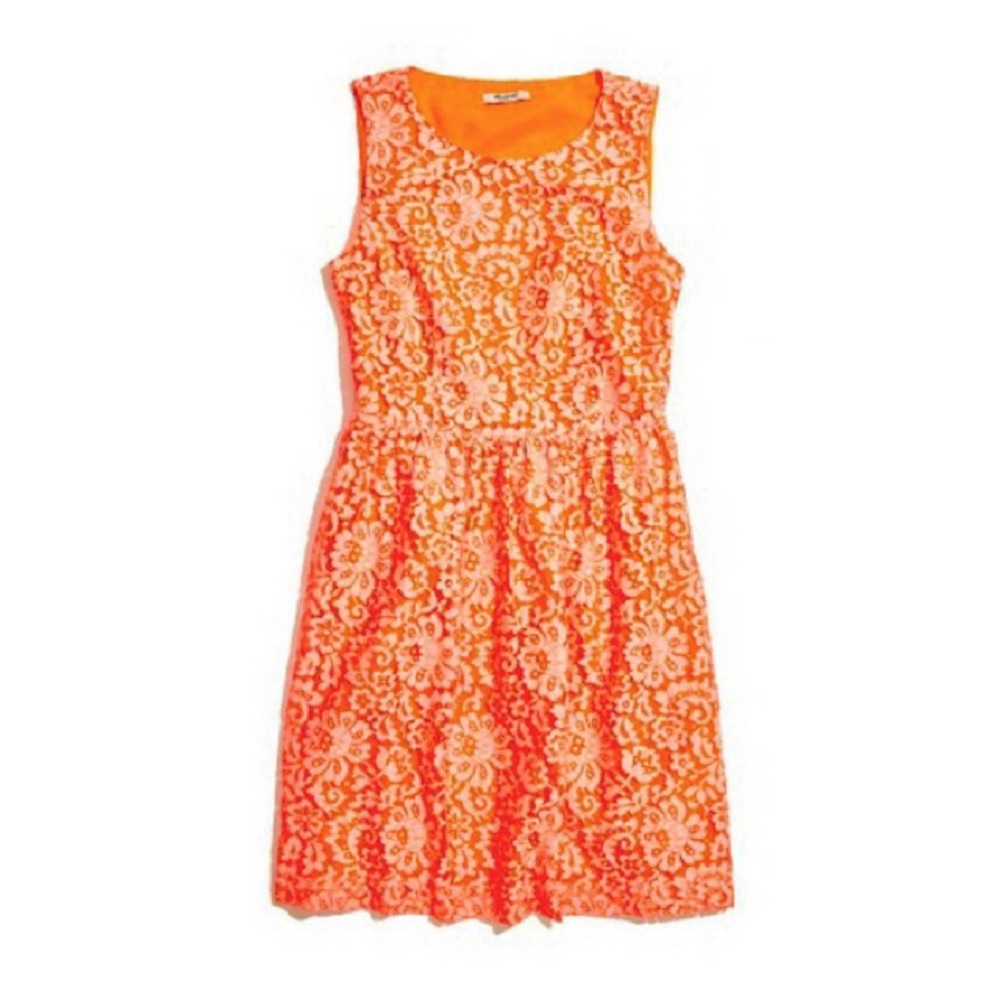 NWOT Madewell neon orange pink lace blossom dress