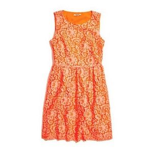 NWOT Madewell neon orange pink lace blossom dress