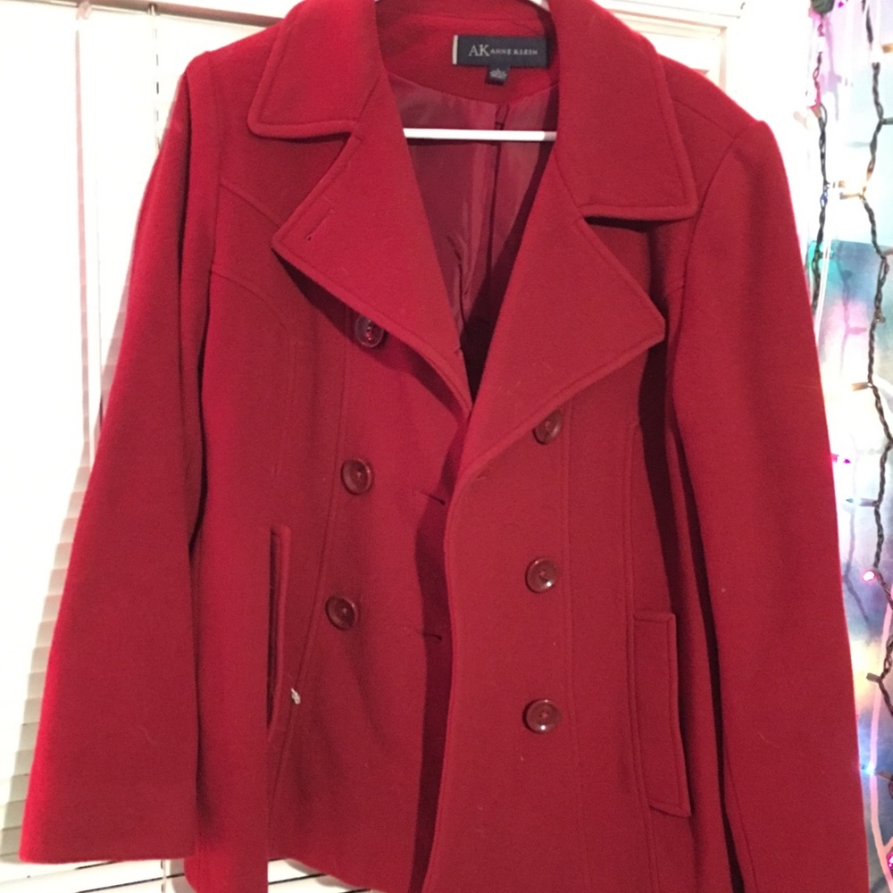 Anne Klein Red Peacoat SIZE LARGE
