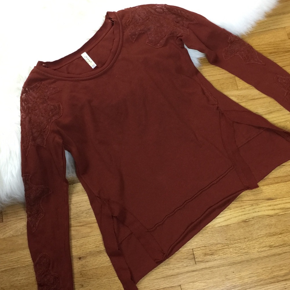 nwot FREE PEOPLE rustic lace cutout sweat shirt
