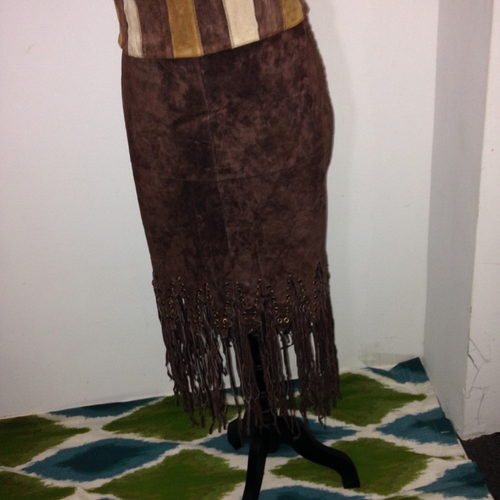 💥Wilson Leather Suede Skirt with Fringe bottom