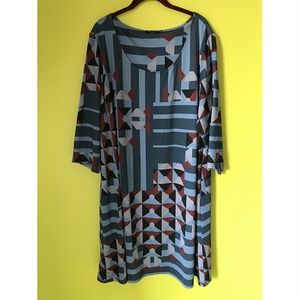 Jete 3/4 Sleeve Blue Maroon Color Dress Plus 3x