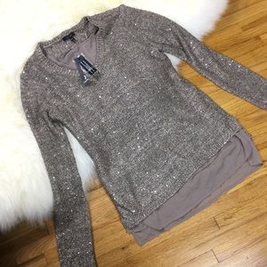 APT9 light brown rose gold sequin sweater tunic M