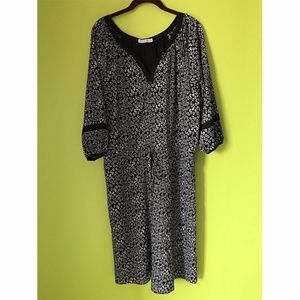 Spruce & Sage White Floral Black Maxi Dress Sz 14