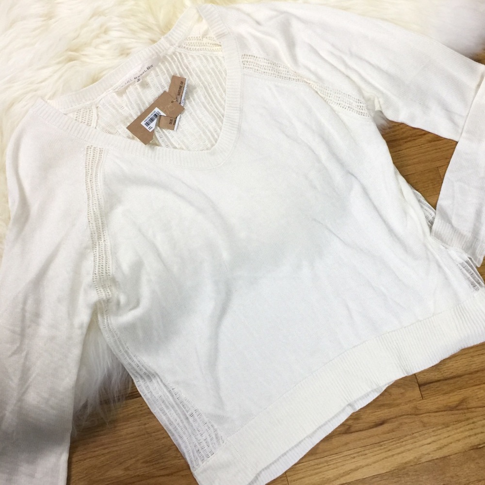 RACHEL ROY ivory open knit lightweight sweater szM