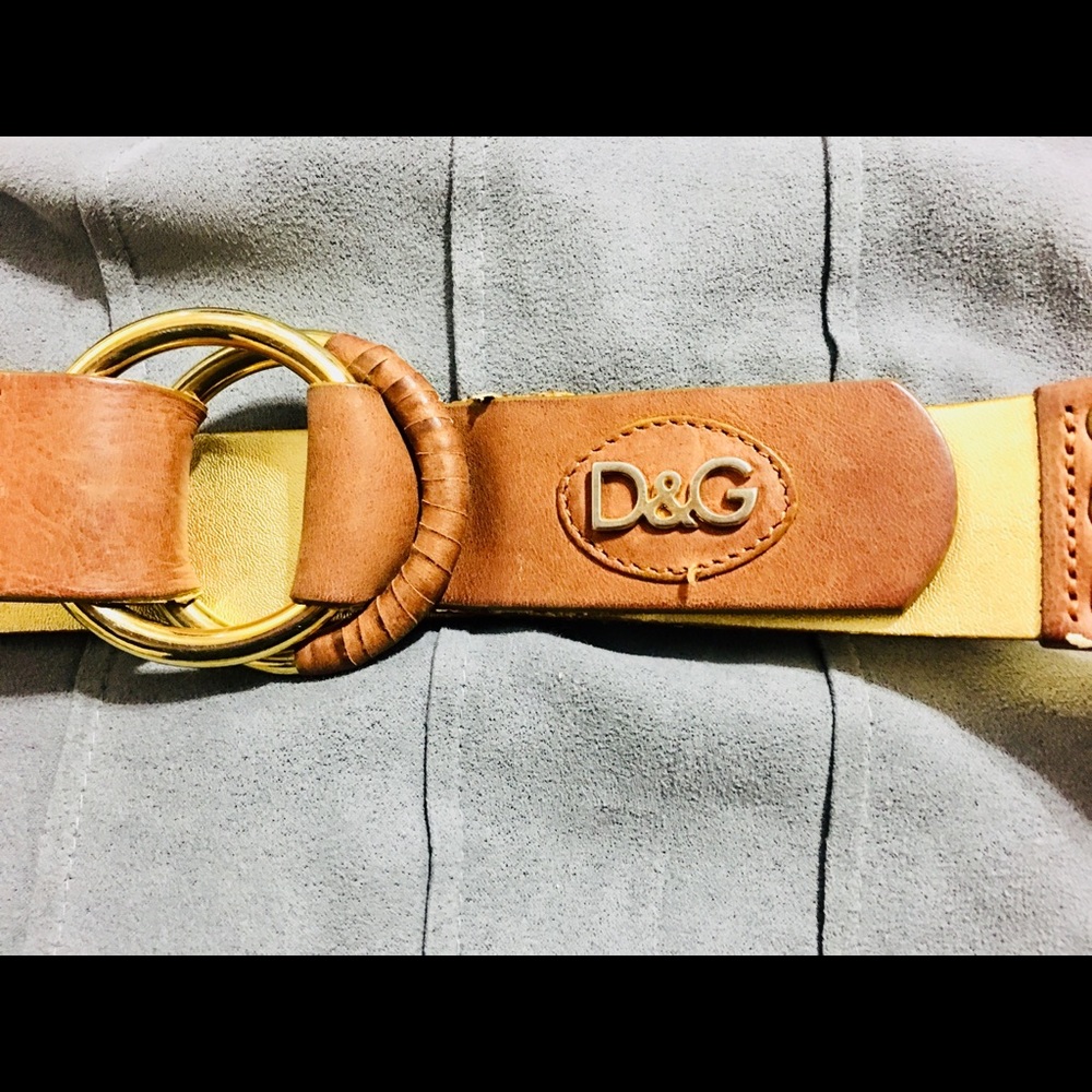 Authentic Dolce & Gabbana Brown/Gold Belt Sz 34 in