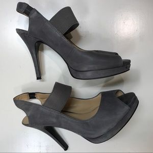 Nine West grey peep toe pump high heel sz 6.5