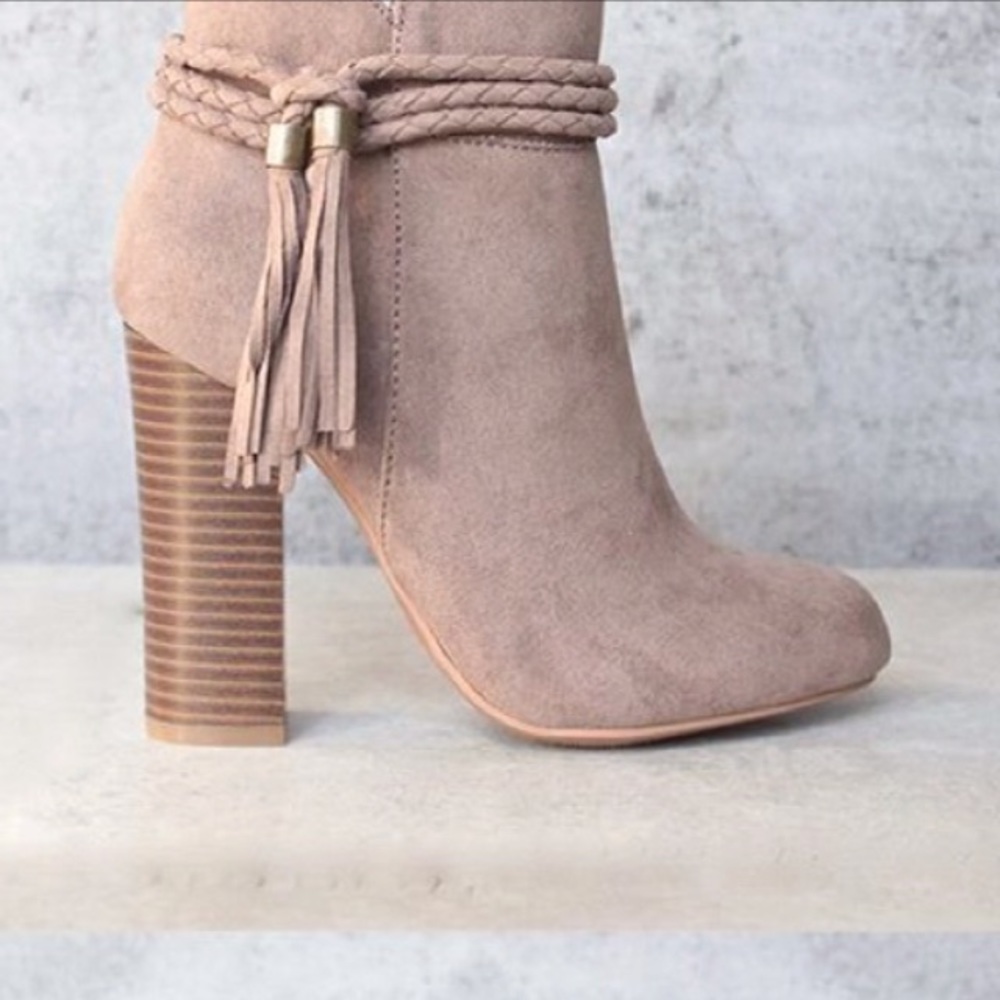 Tan suede booties