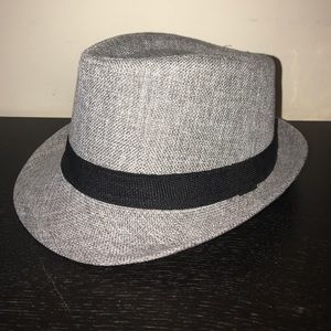 Gray hat with black lining
