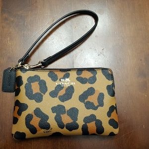 coach leopard wristlet