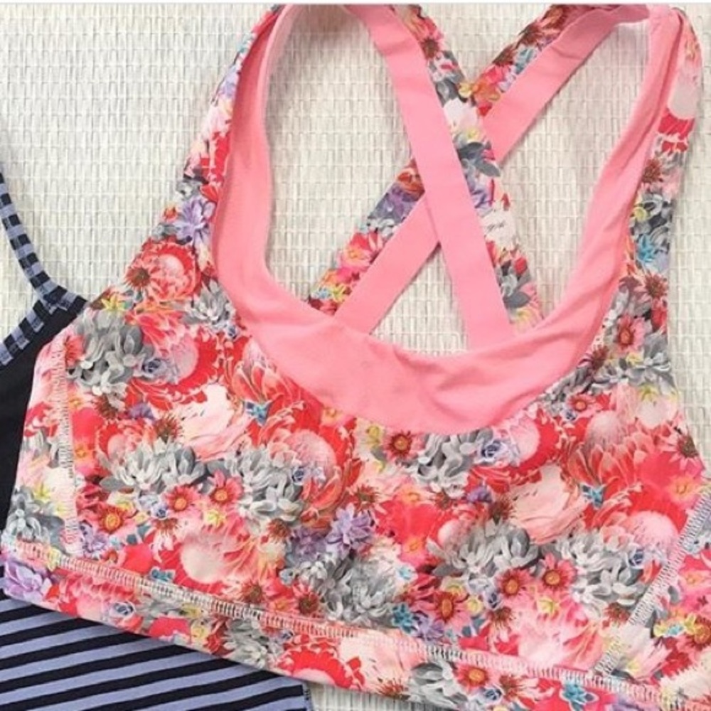 Lululemon Stuff Your Bra Pink Floral Sports Bra