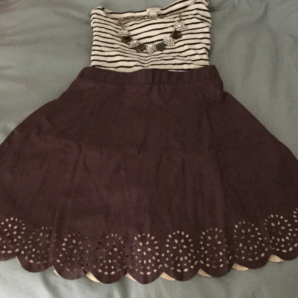 Scalloped brown faux-leather skirt