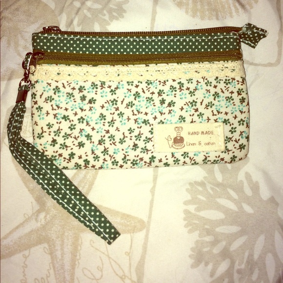 Handmade Linen and Cotton Handbags - sale Handmade Linen & Cotton Wristlet unused