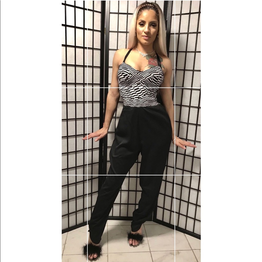 Black & White sequence 1pc jumpsuit