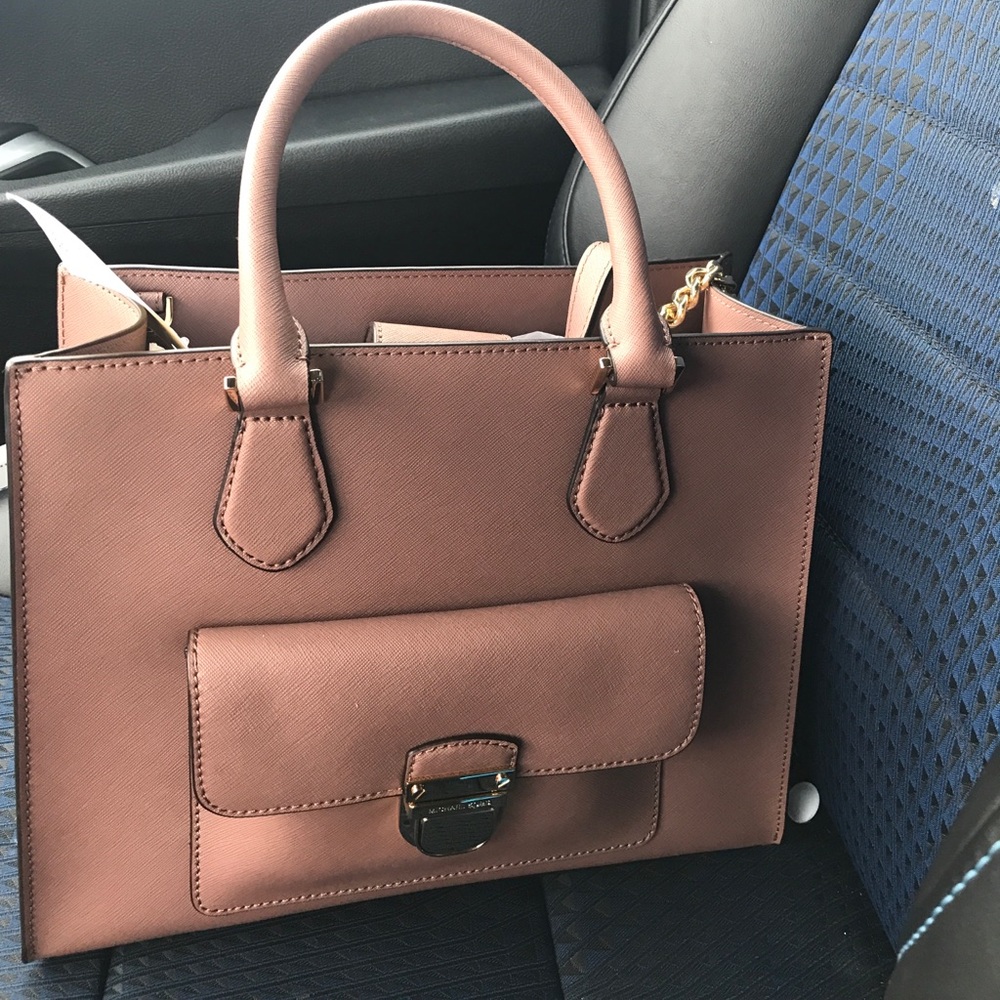 New Mk dusty rose MD ew tote leather
