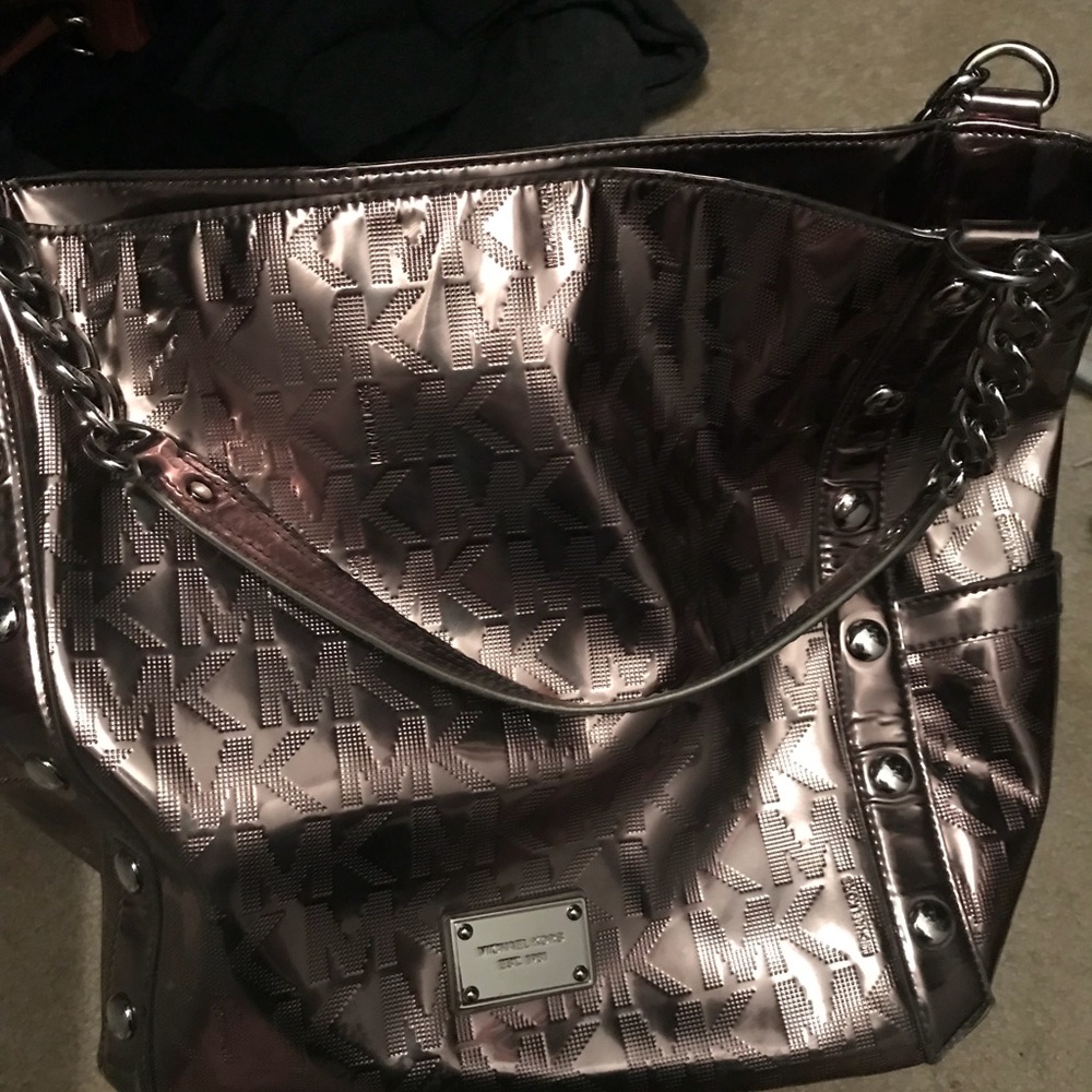 Michael Kors Leather Pewter Large Tote