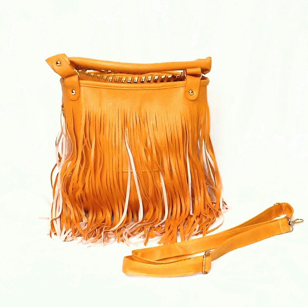Faux Leather Fringe Tote Bag