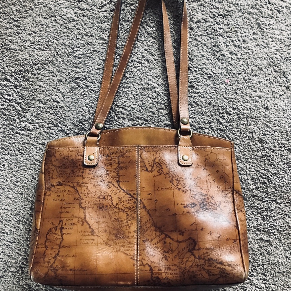 Patricia Nash Poppy Leather Map tote
