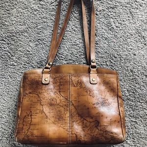 Patricia Nash Poppy Leather Map tote