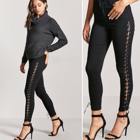 Pants - Lace-up skinny pants Pants - Lace-up skinny pants