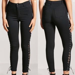 Pants - Lace-up skinny pants Pants - Lace-up skinny pants