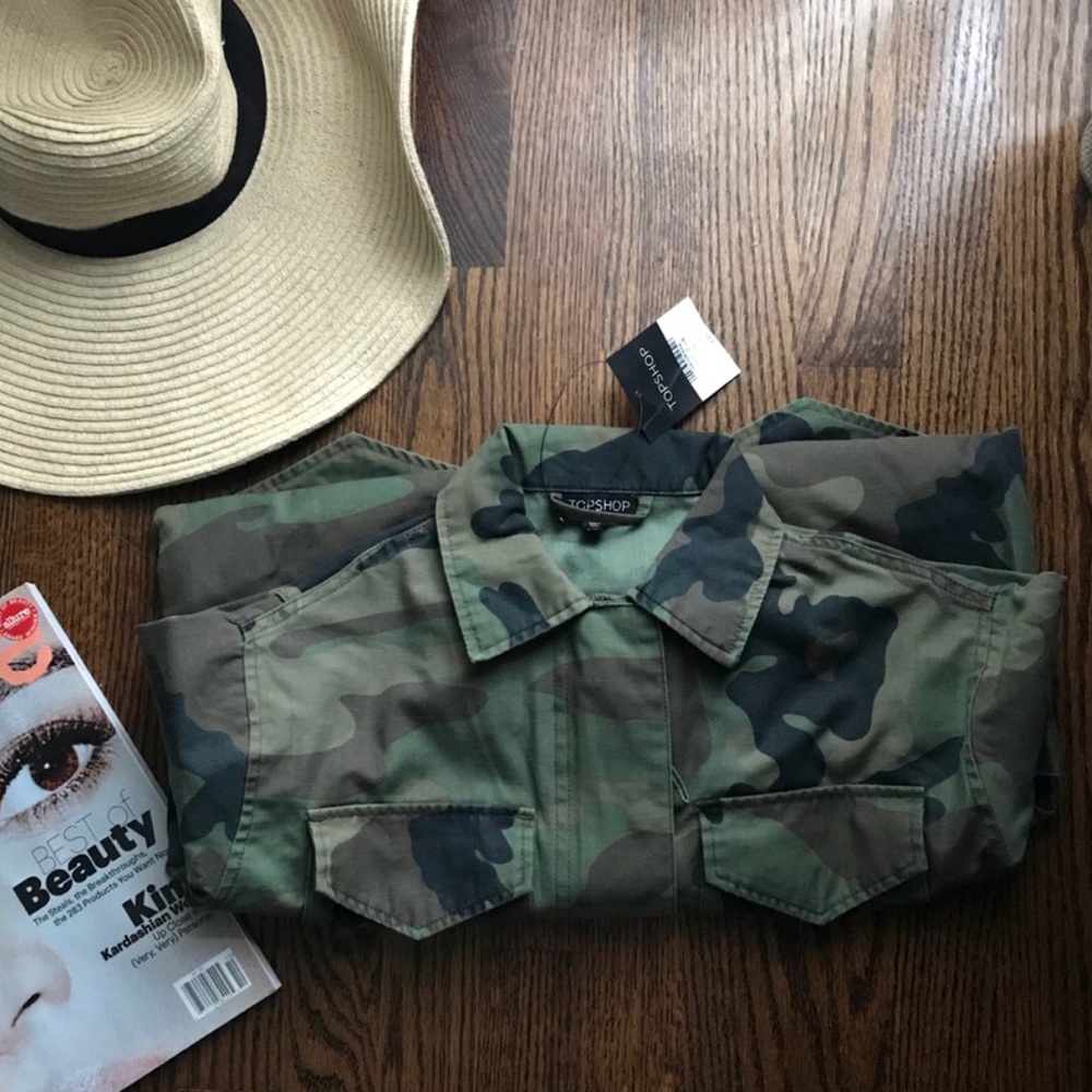 🎉HP NWT Topshop Boyfriend oversized Camo Jacket - Picture 5 of 6
