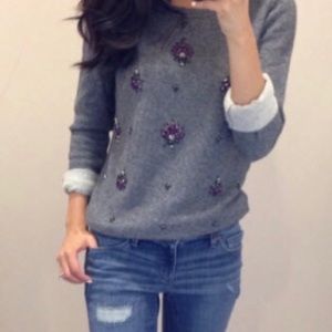 LOFT Gray Adorned Top/sweatshirt. Size M