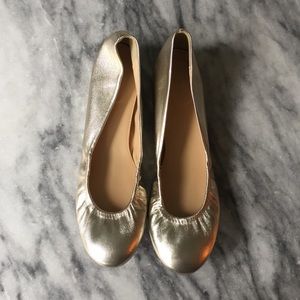 J. Crew Cece Leather Ballet Flats - Gold