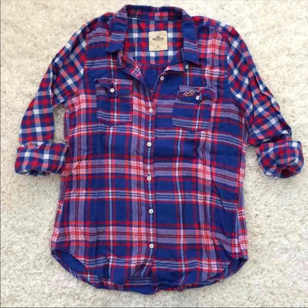 Hollister Red White and Blue Flannel