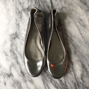 J. Crew Metallic Crackle Flats - Silver